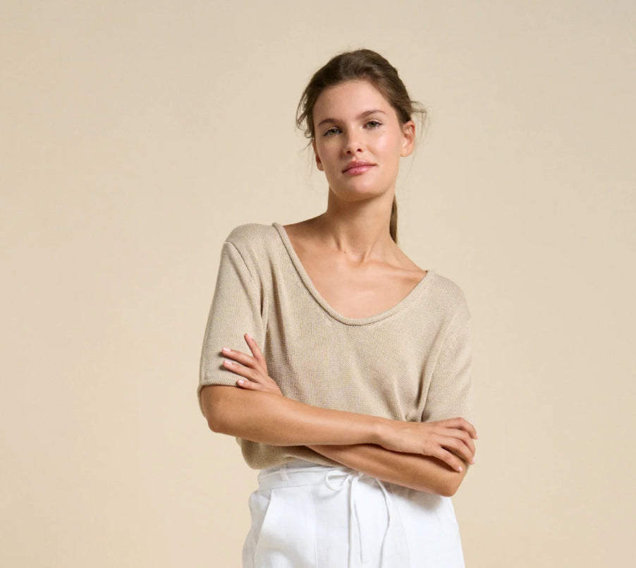 Little Lies Knit Spring Tee - Natural
