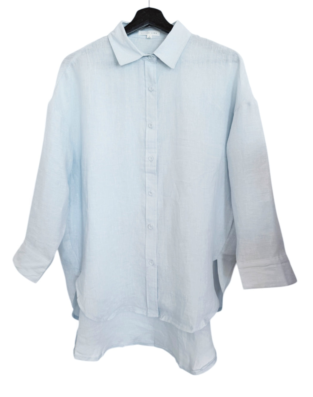 Little Lies Linen Shirt - Light Blue