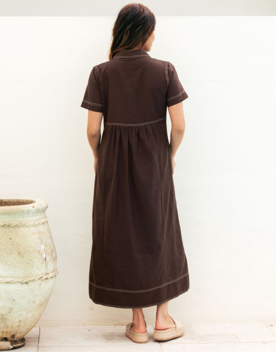 Contrast Stitch Maxi Dress - Contrast