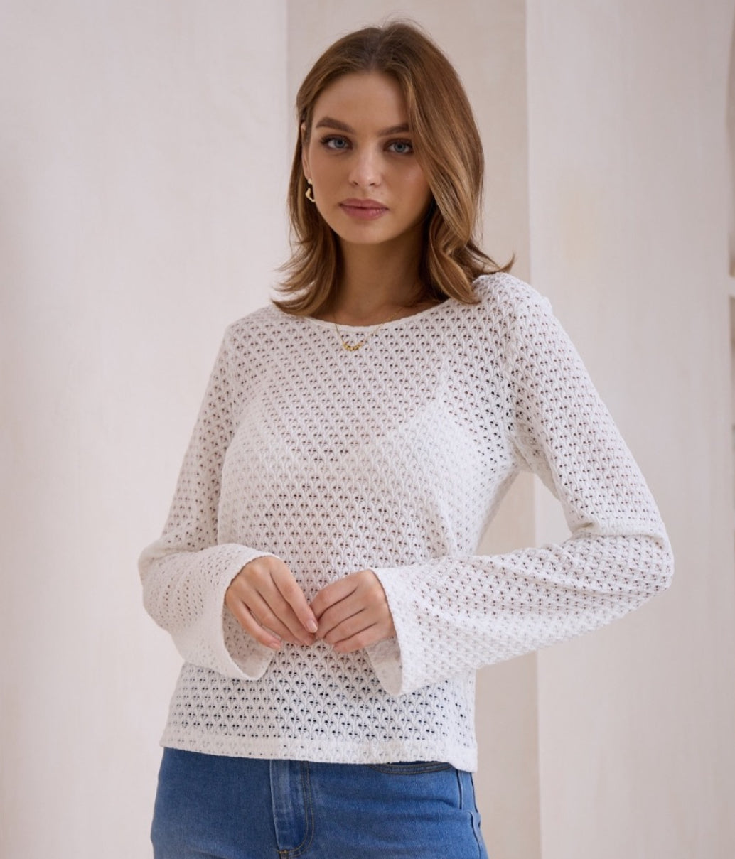 Tie Back Crochet Top - Ivory