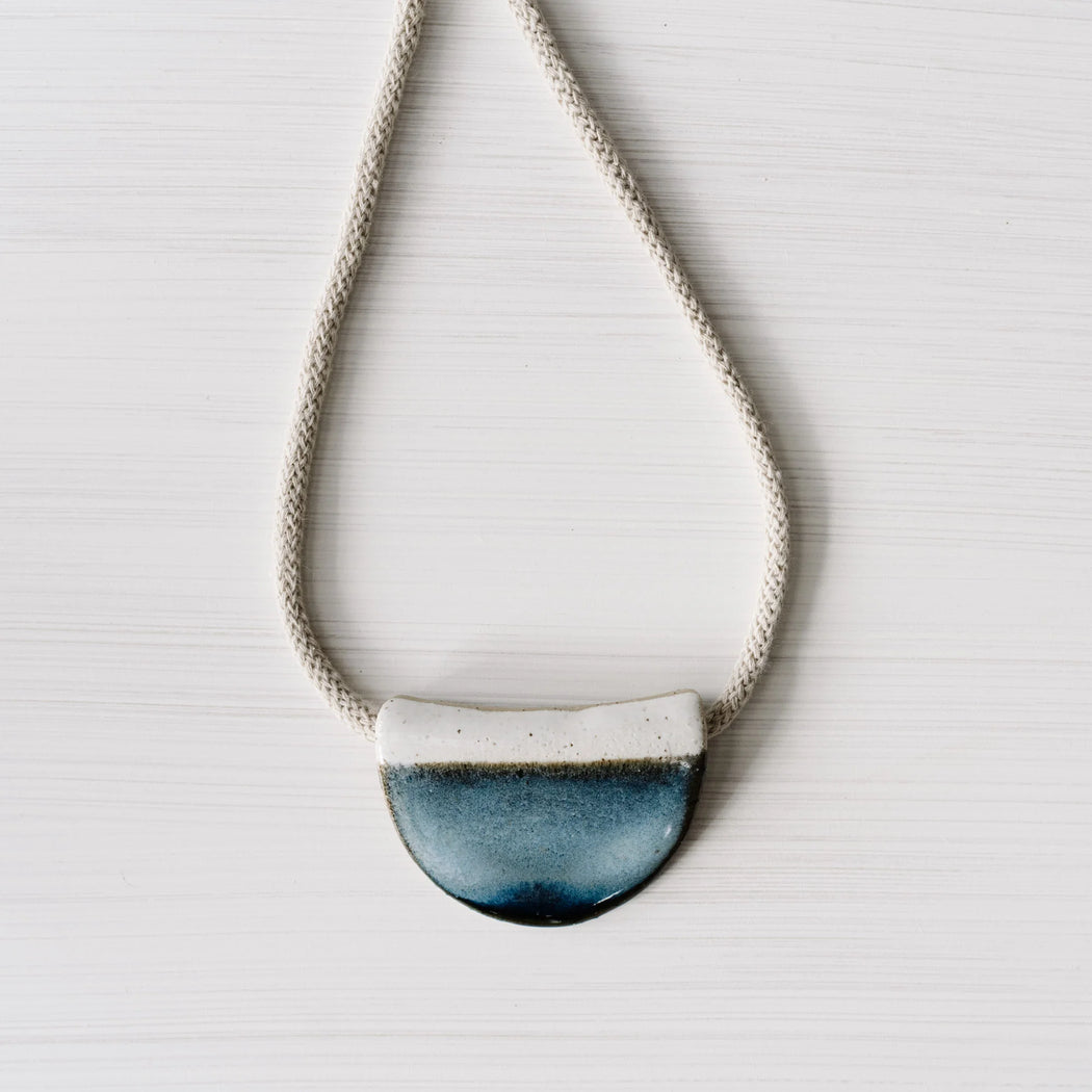 Woodfolk Natural Hand Crafted Necklace- Ink Half Moon