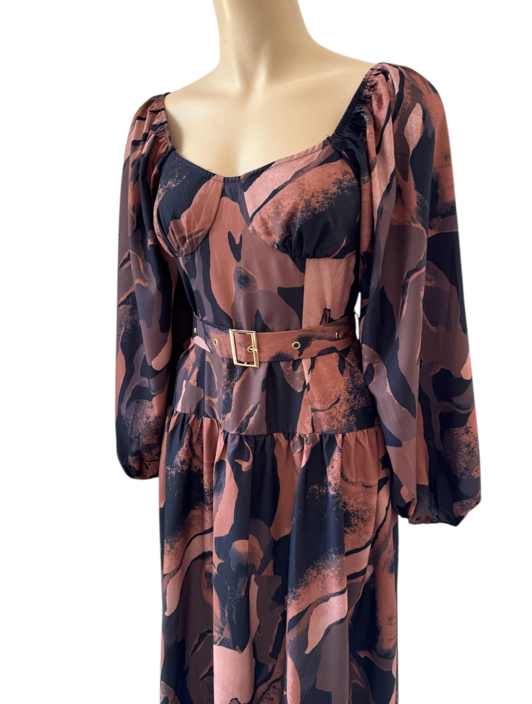 Coco Swirl Maxi Dress - Chocolate