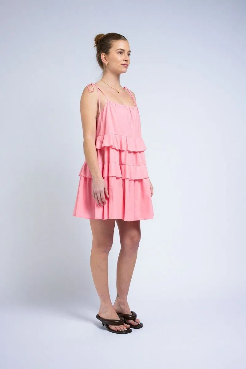 Frill Mini Dress - Pink