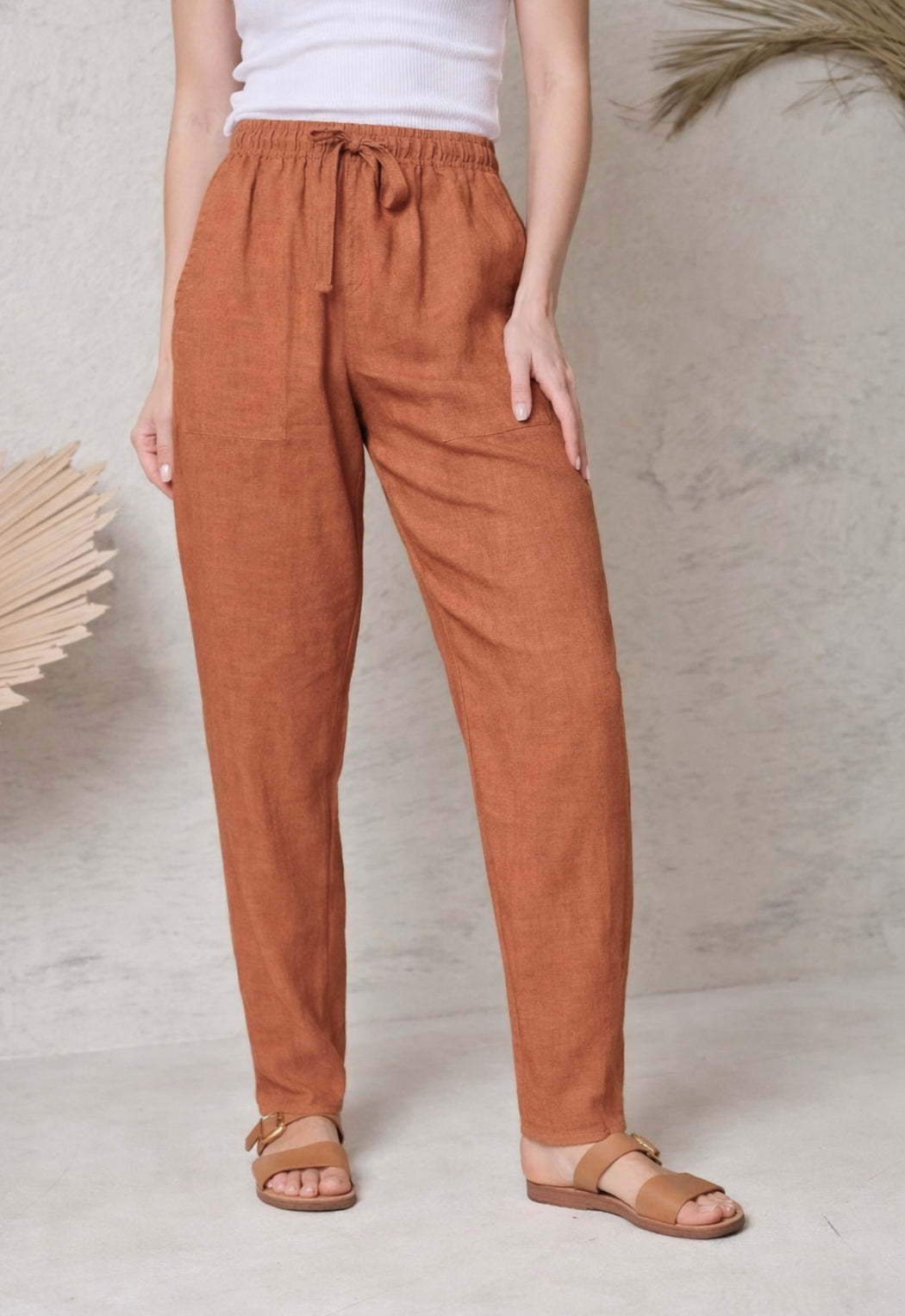 Linen Maya Pants - Rust