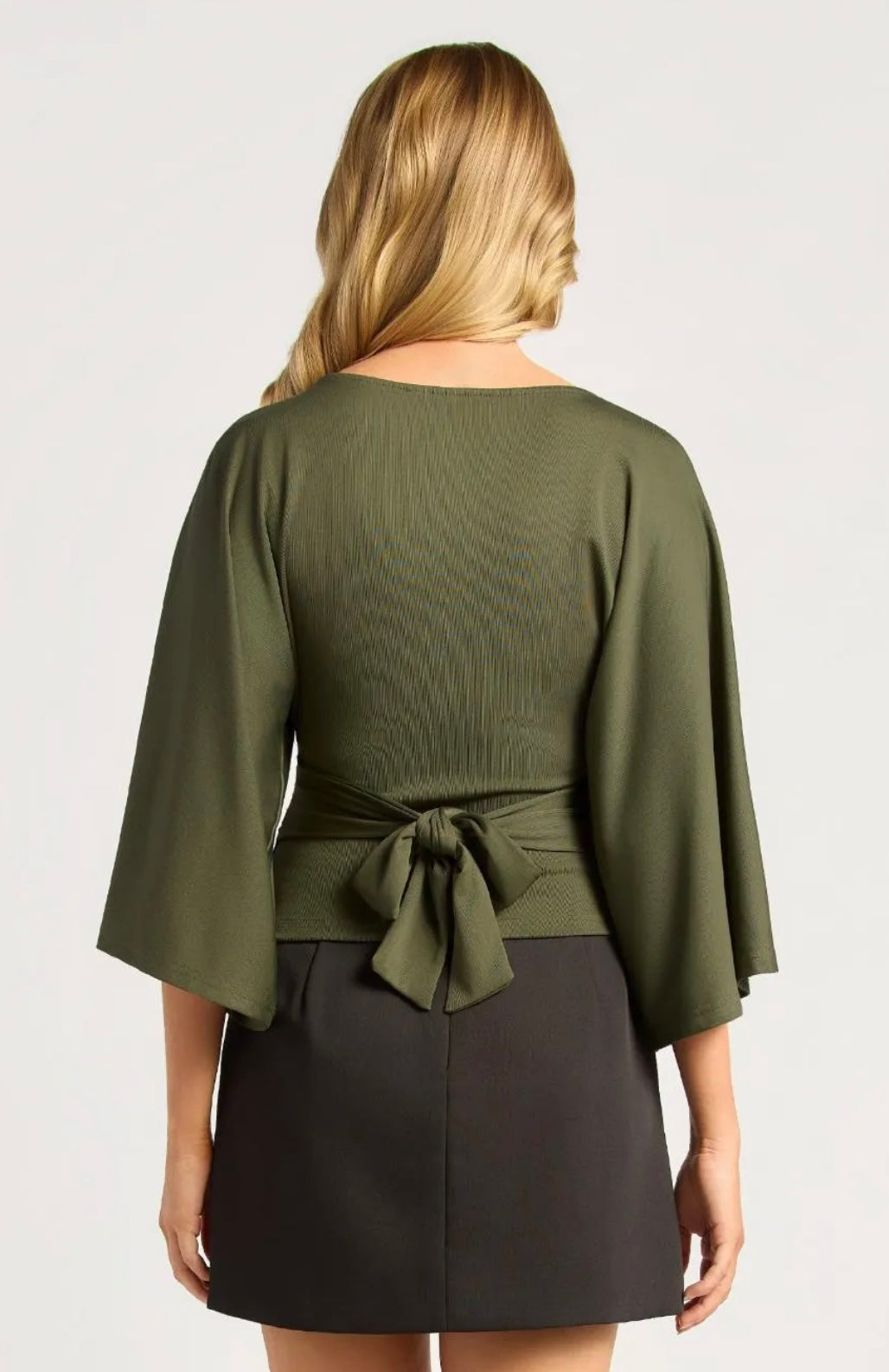 Tie back Wide sleeve Blouse - Khaki