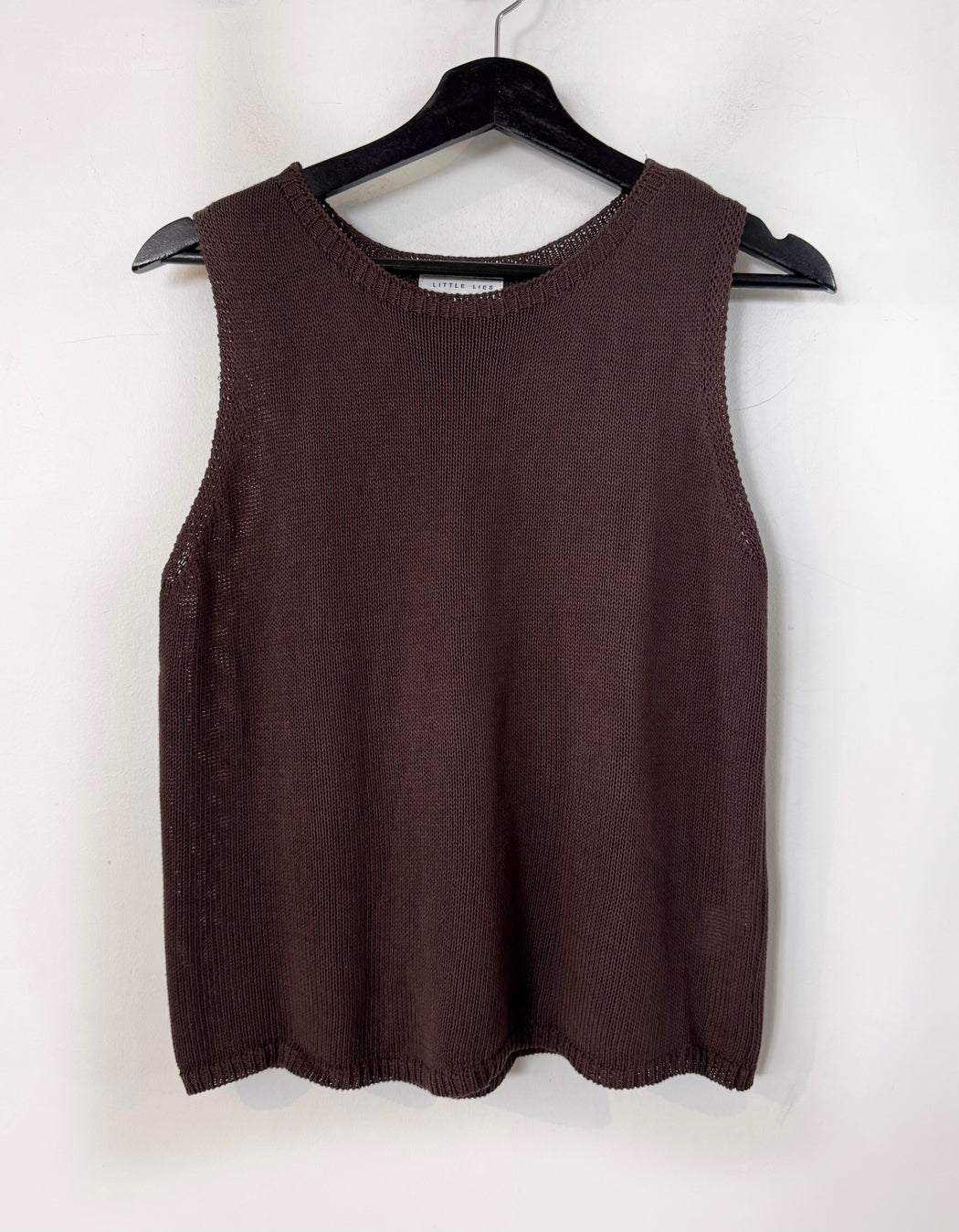 Little Lies Knit Spring Tank Top - Chocolate