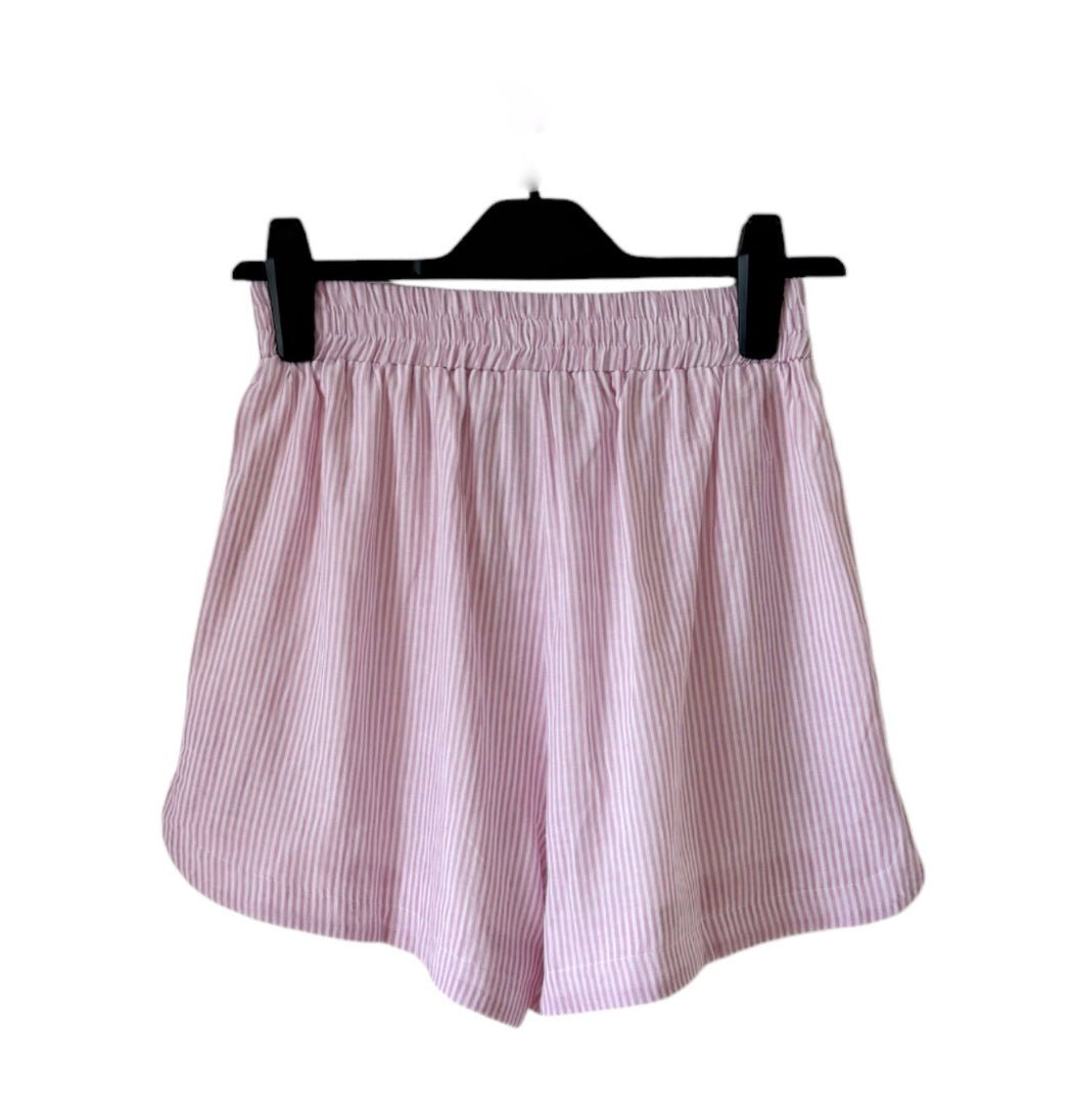 Lounge Stripe Shorts - Pink and White