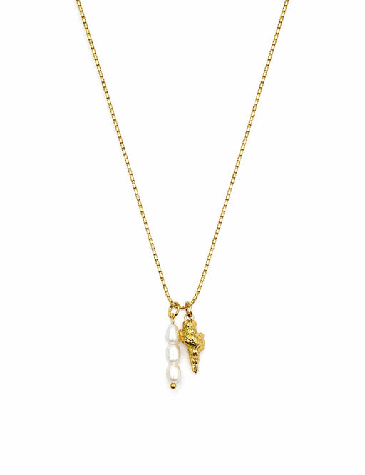 Denvi 18K Gold Plated Necklace - Pearl and Shelll