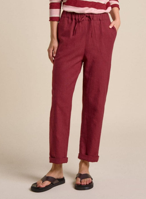 Little Lies Jodie Linen tapered leg Pants - Berry