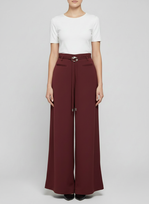 Wide leg Satin Pants - Berry