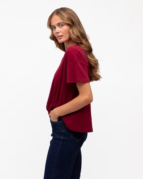 Easy Tuck Cotton Tee - Berry