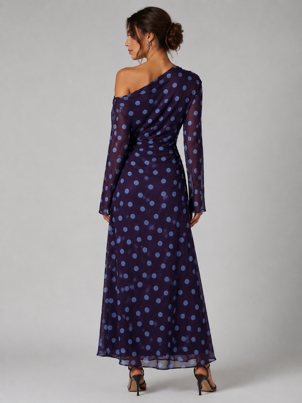 Off shoulder Maxi Dress - Indigo and cornflower Blue