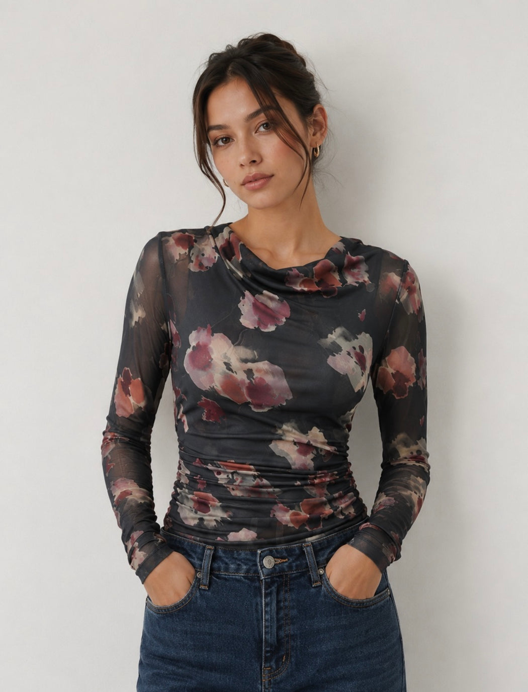 Mesh Orchid Top - Floral