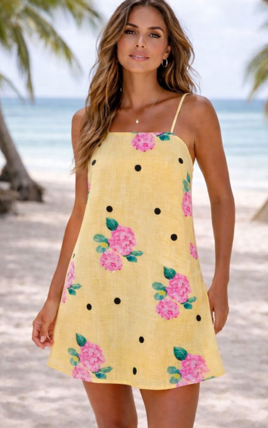 Lemon Mini Dress - Floral & Polka dot