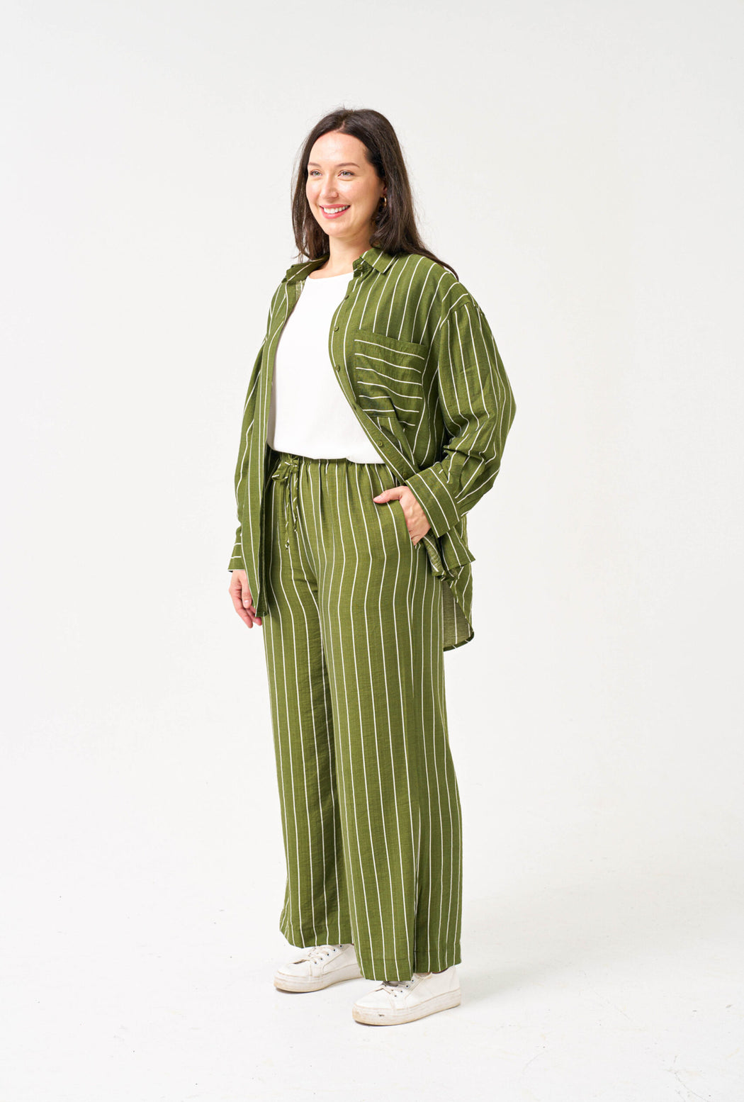 Relaxed Neave Stripe Pants - Green