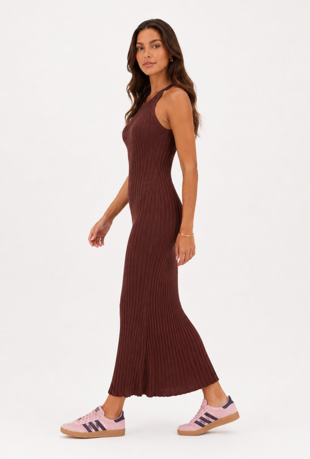 Sleeveless Knit dress - Brown