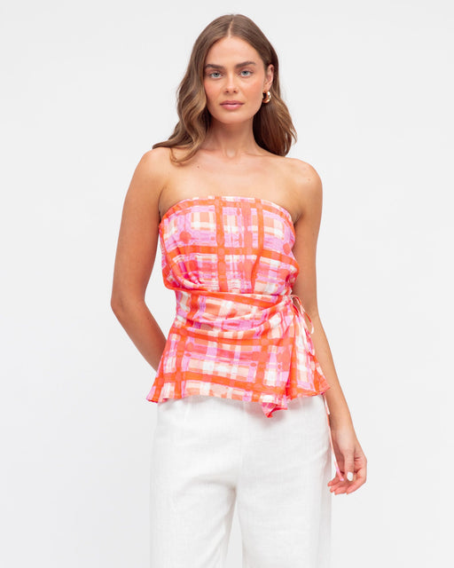 Clara strapless Top - Pink and orange