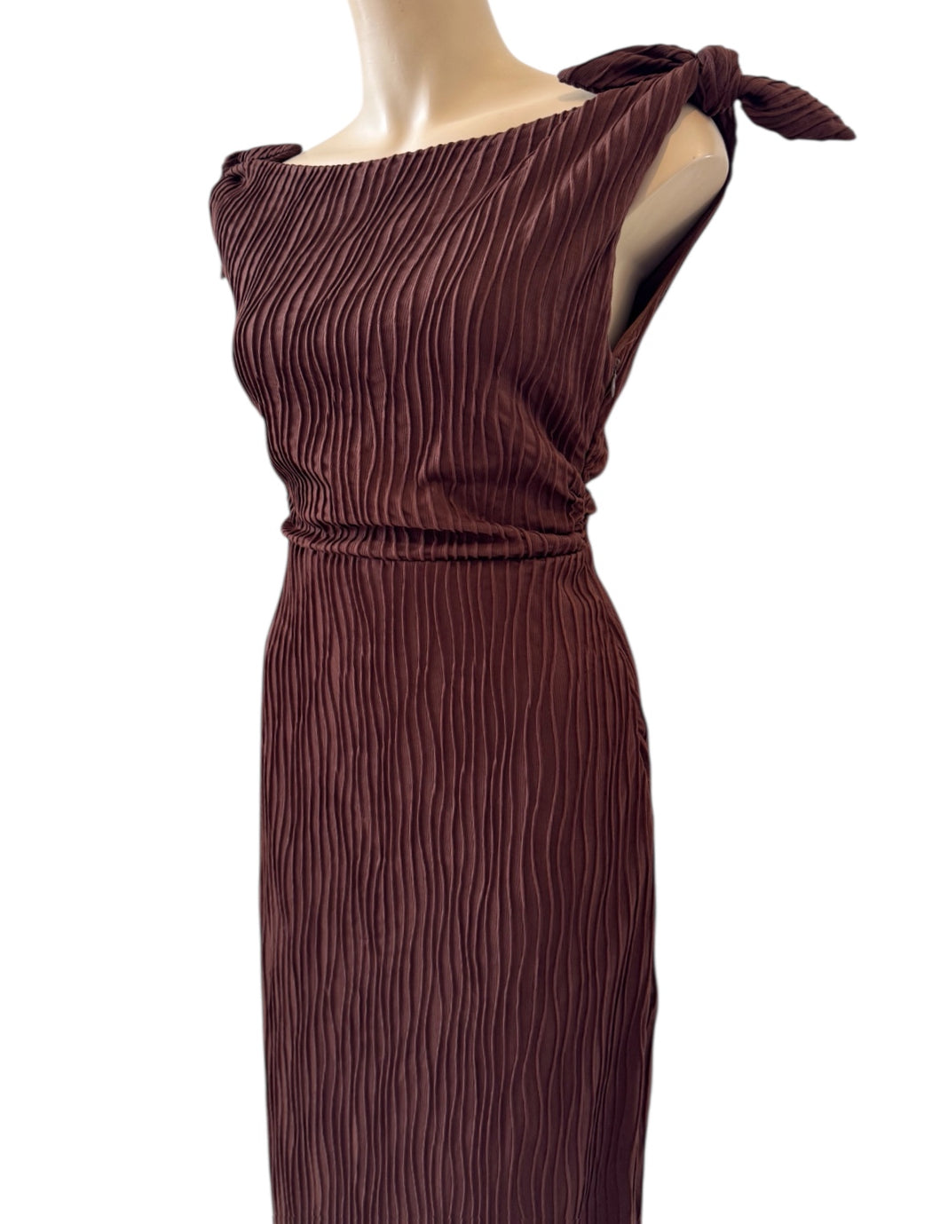 Tie shoulder Maxi Dress - Chocolate