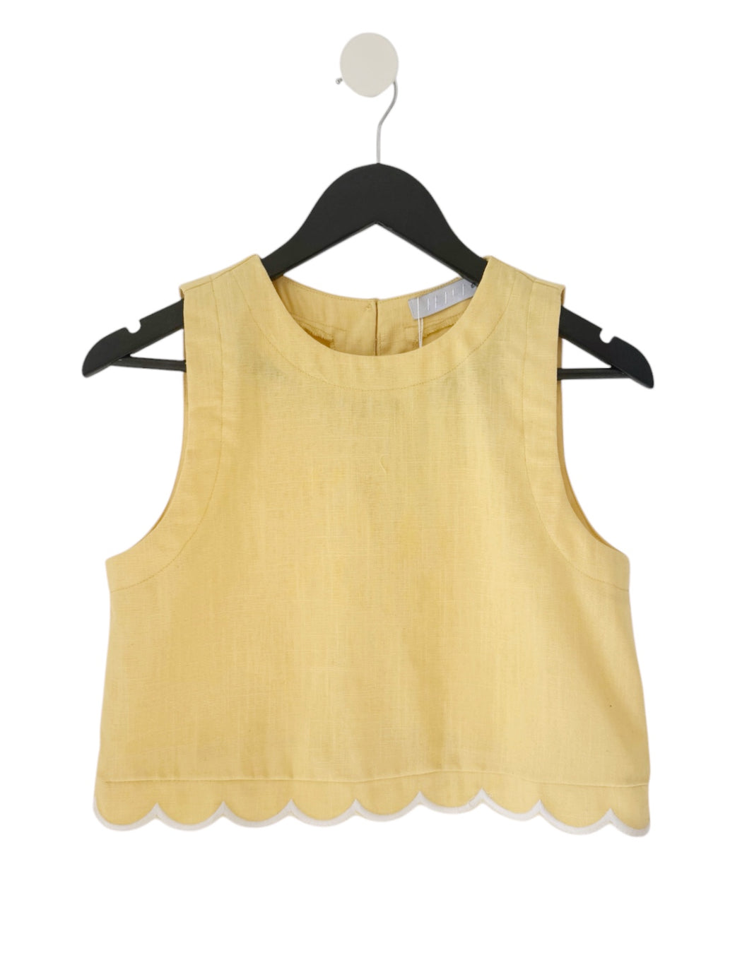 Scallop Hem Crop Top - Lemon