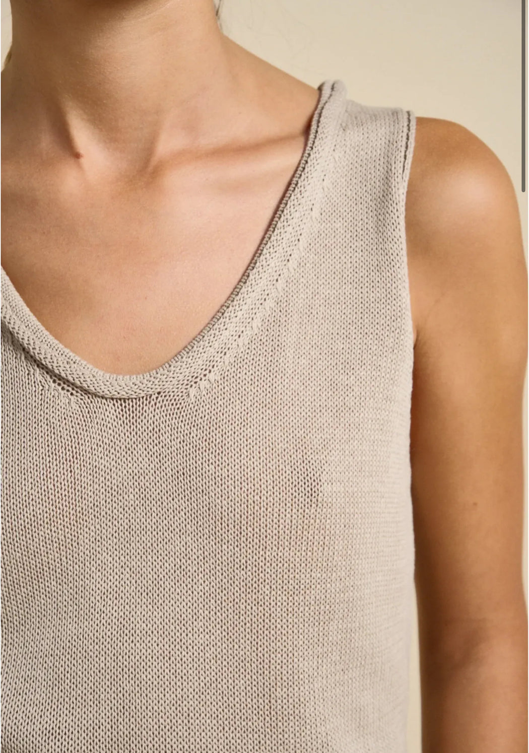 Little Lies Knit Scoop Tank Top - Natural