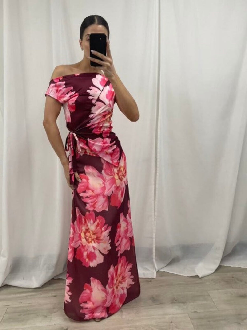 Rue Mesh Orchid Top - Floral Pink and Red