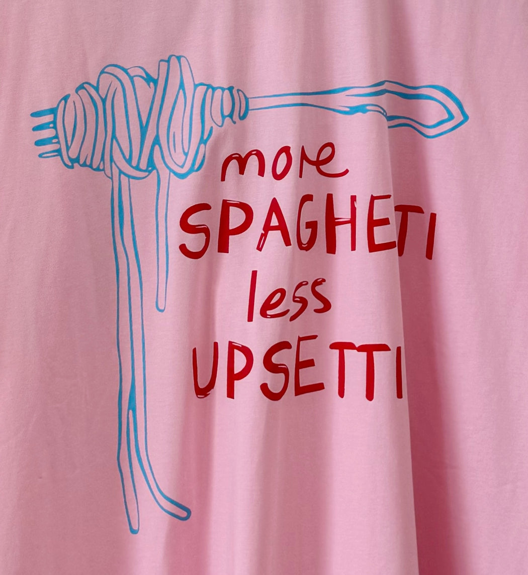 Spaghetti Set - Pink Tee and Blue Stripe shorts