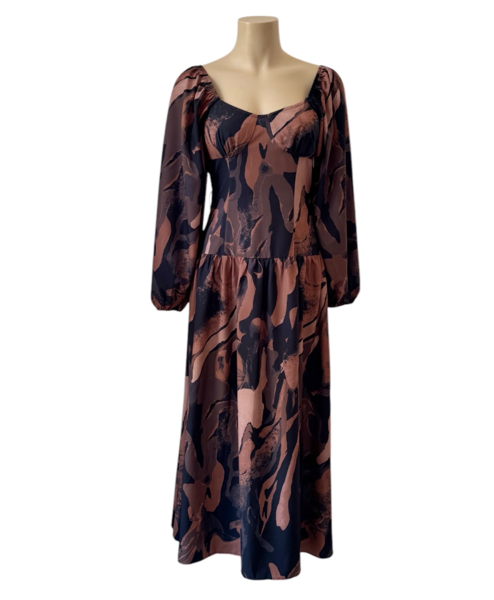 Coco Swirl Maxi Dress - Chocolate