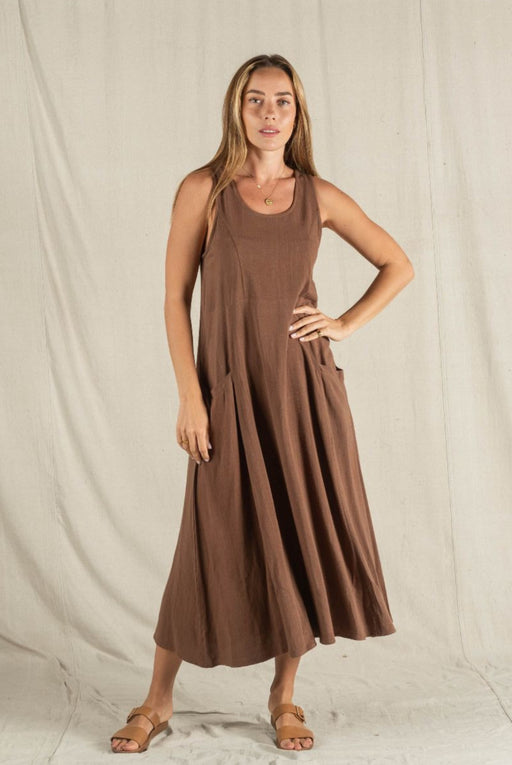 Relaxed Linen Weekend Dress  - Chocolate