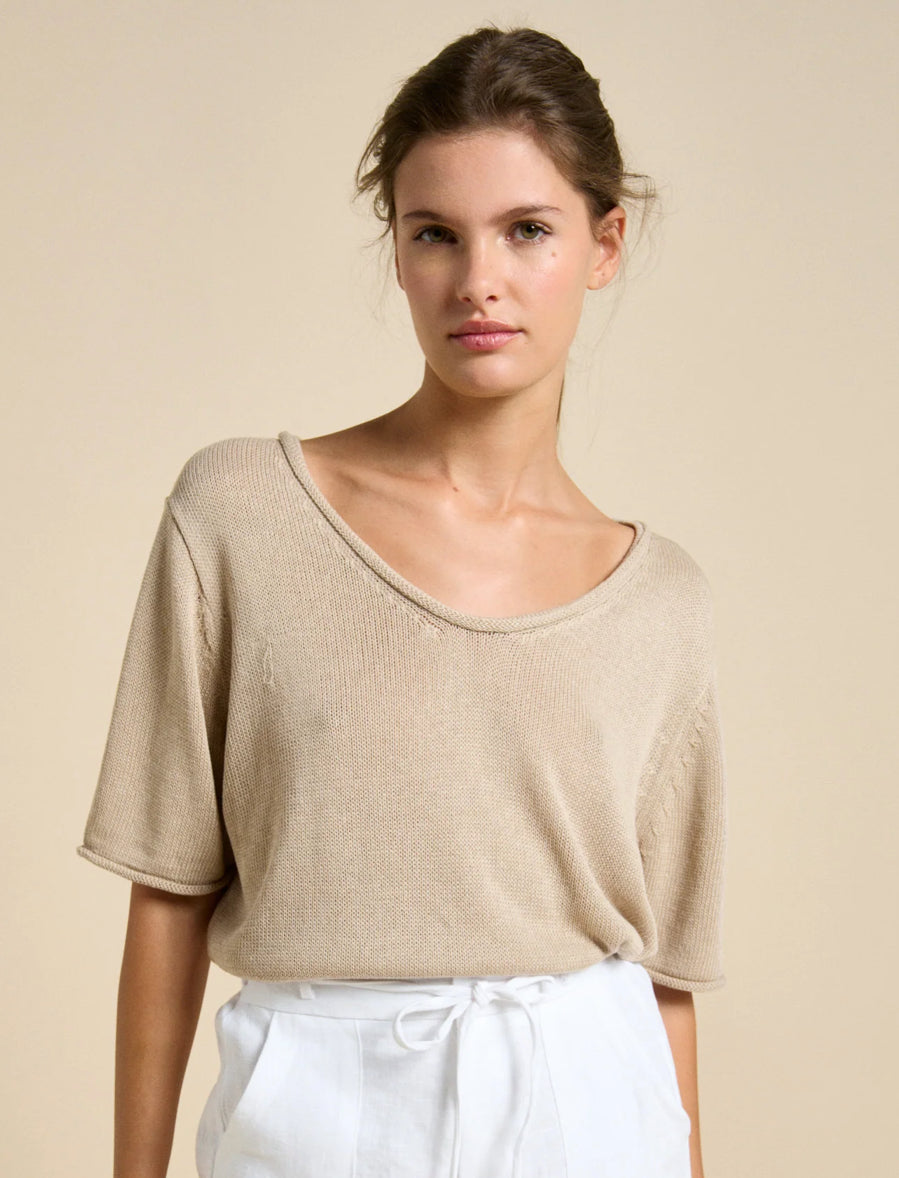 Little Lies Knit Spring Tee - Natural