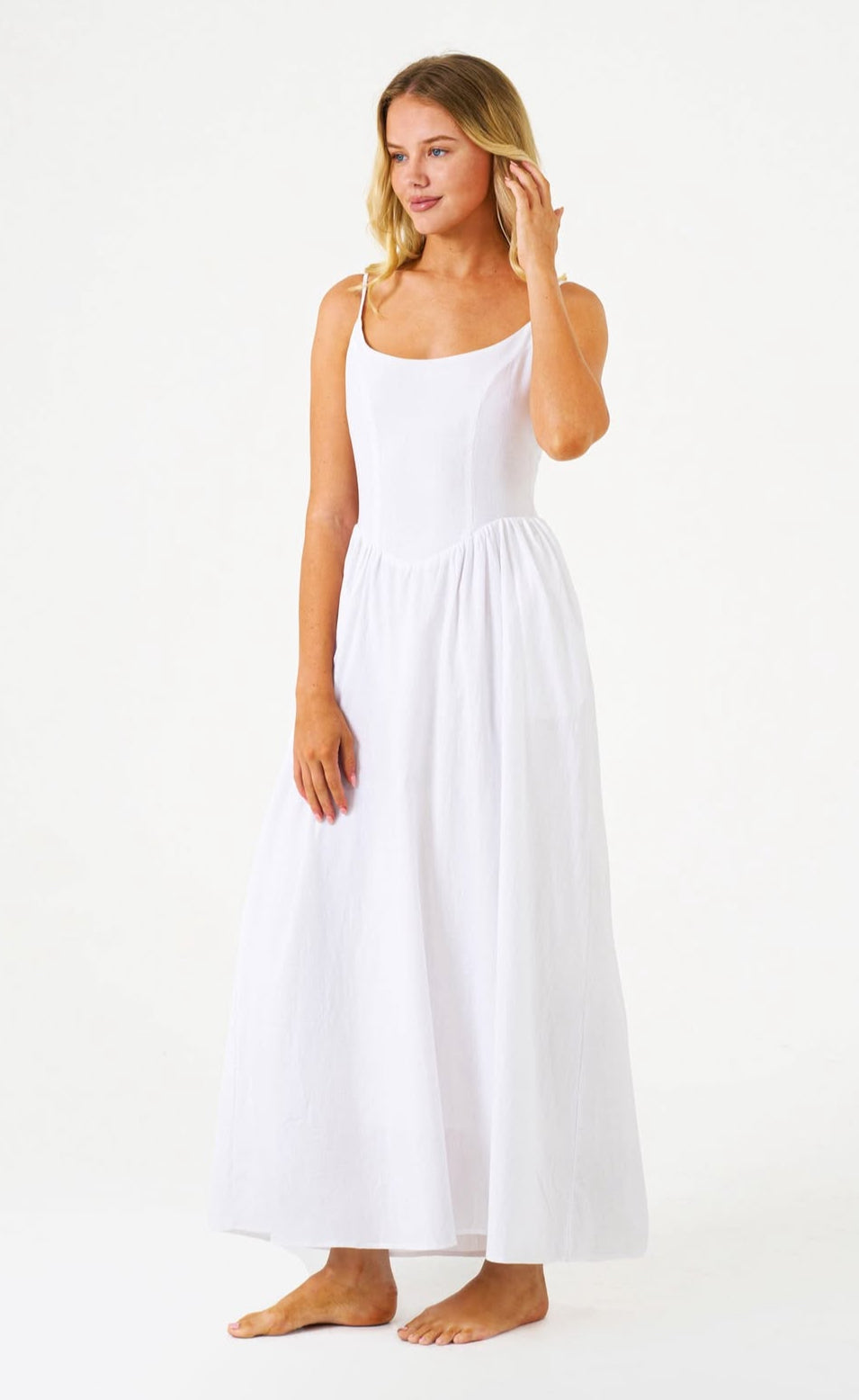 Drop waist Maxi Dress - White
