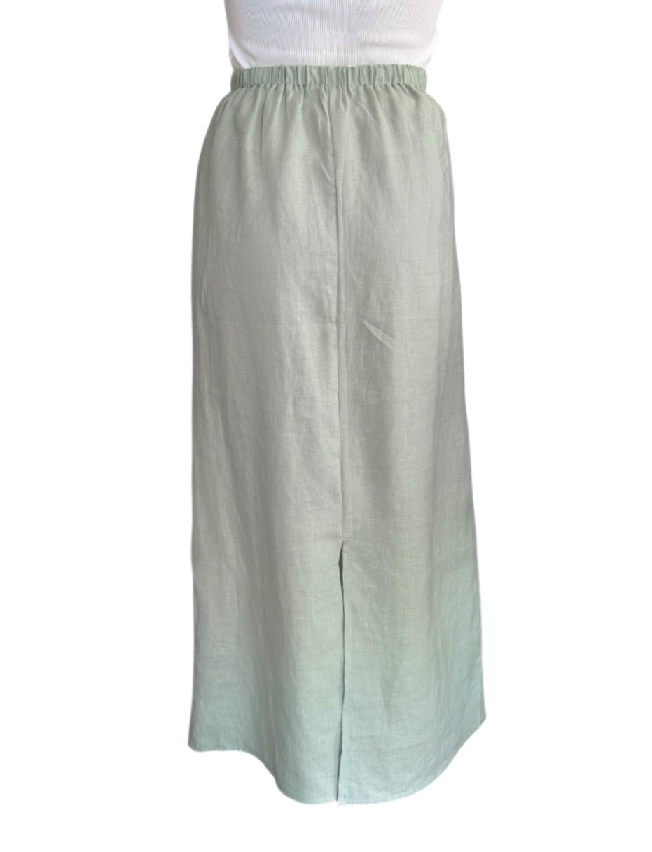 Little lies linen Midi Skirt- Sage Green