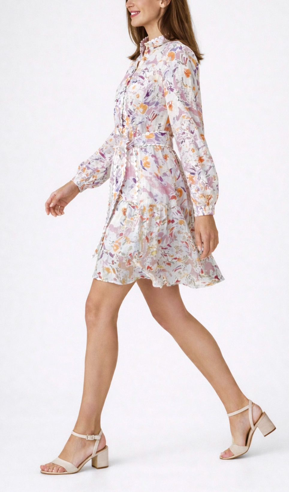 Drop Hem Mini Dress - Multi floral