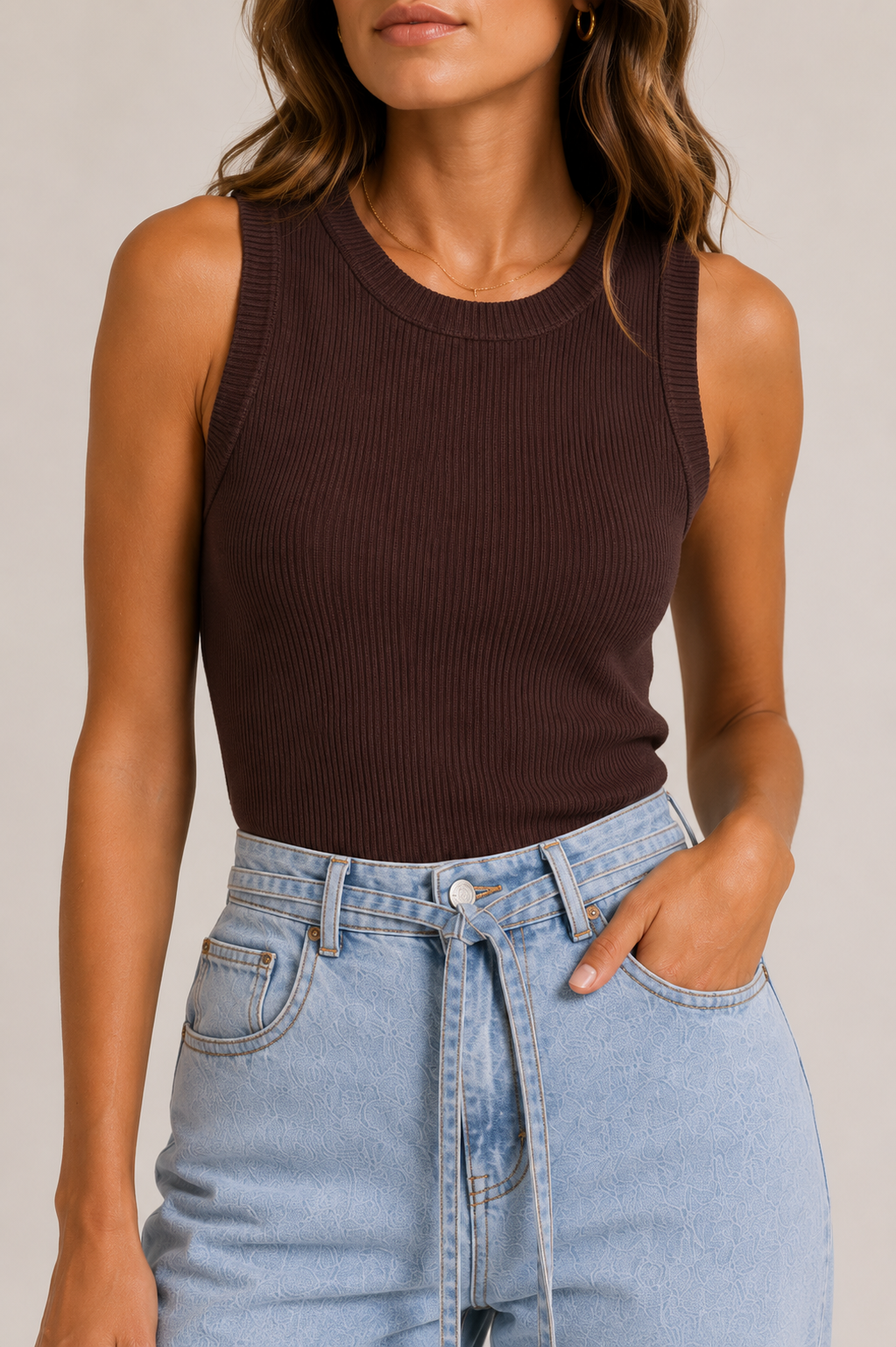 Little Lies Eva Tank Top - Chocolate