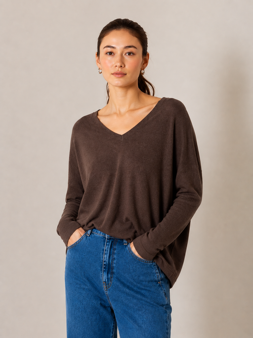 Cashmere Blend Knit - Chocolate