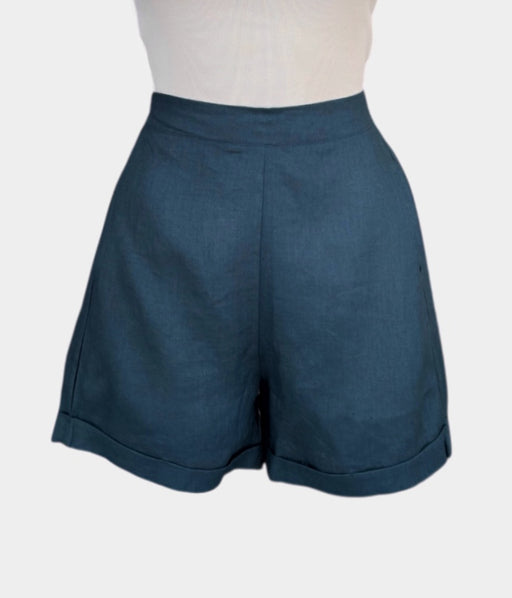 Bell 100% Linen Shorts - Teal