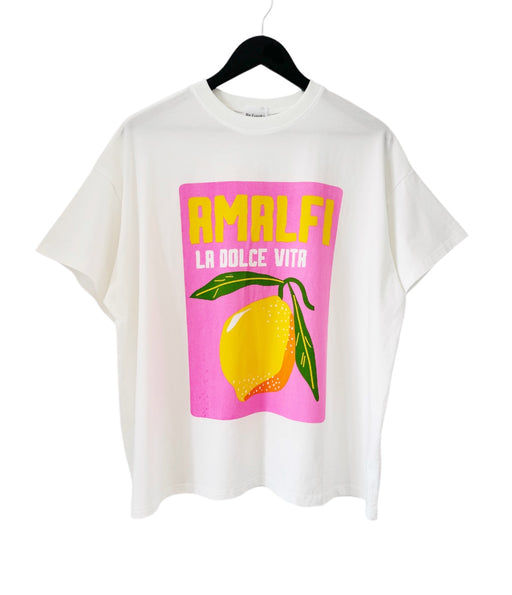 By Frankie Oversize Tee - Amalfi Pink and white