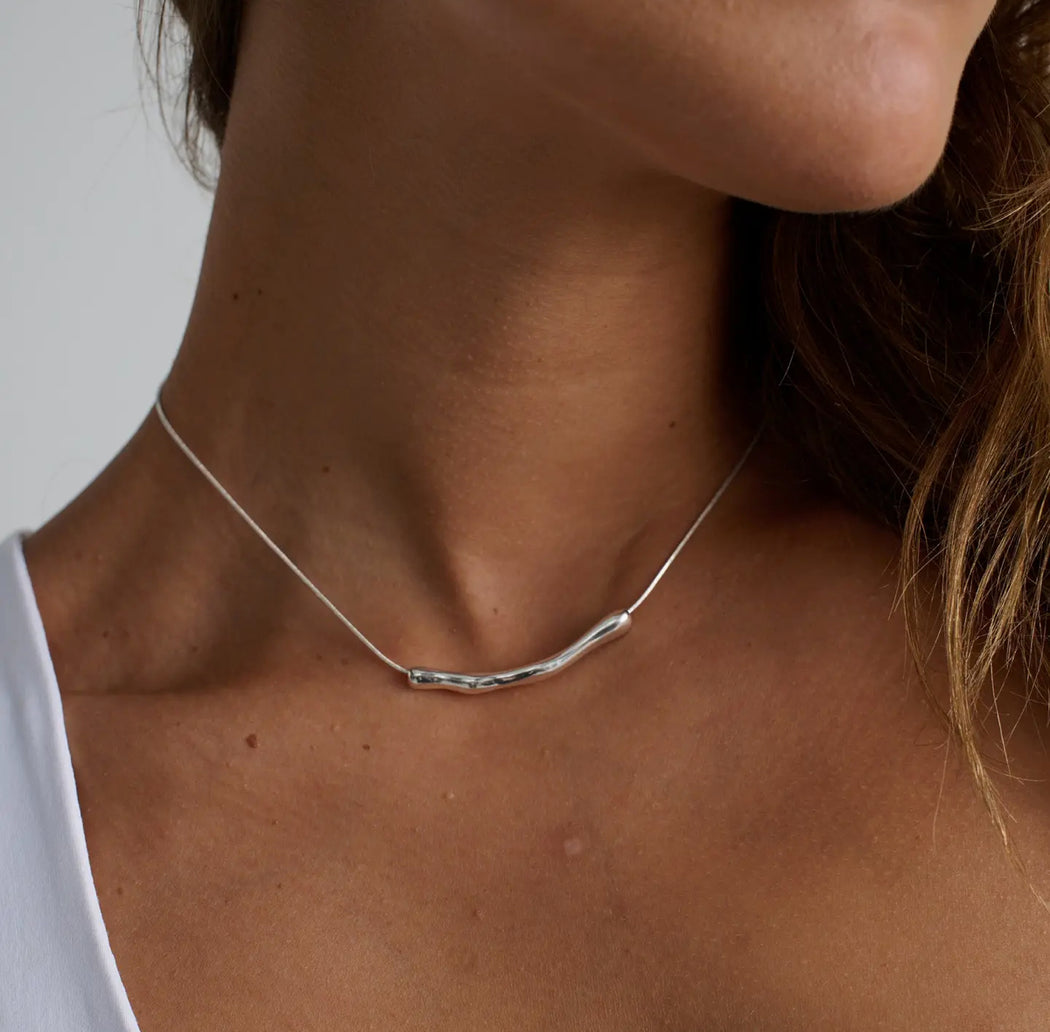 Chrome rope necklace - silver