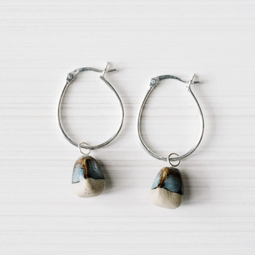 Woodfolk Natural Accessories - Ink rough stone Hoop earrings