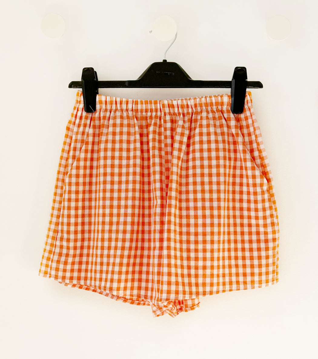 Aperol Set - White Tee and Orange gingham shorts