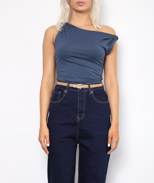 Off Shoulder Top - Slate blue