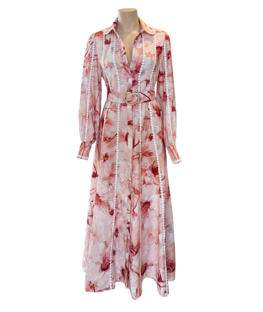 Elegant Pink Maxi Dress with Short Sleeves main image 0
