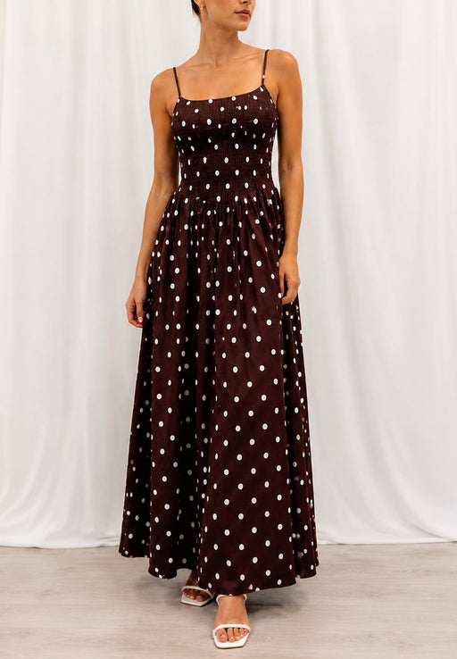 Polka dot Maxi Dress - Chocolate and White