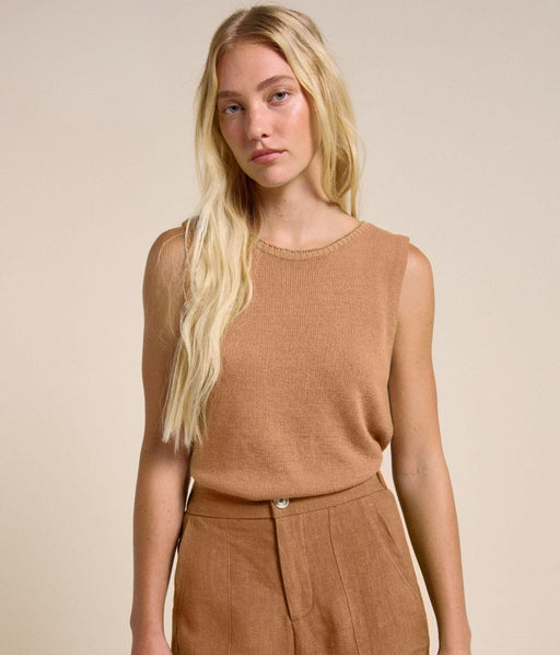 Little Lies Knit Spring Tank Top - Rust