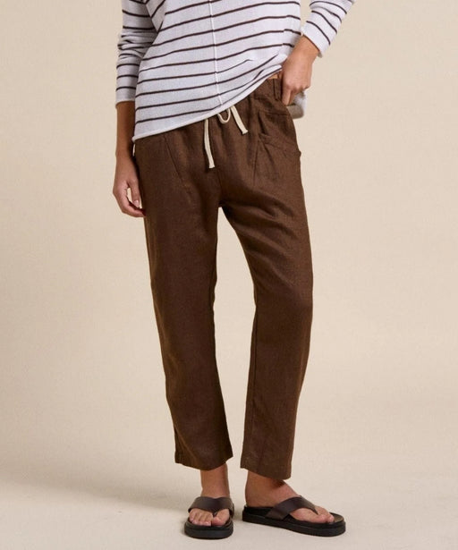Little Lies Luxe Linen Jogger Pants - Chocolate