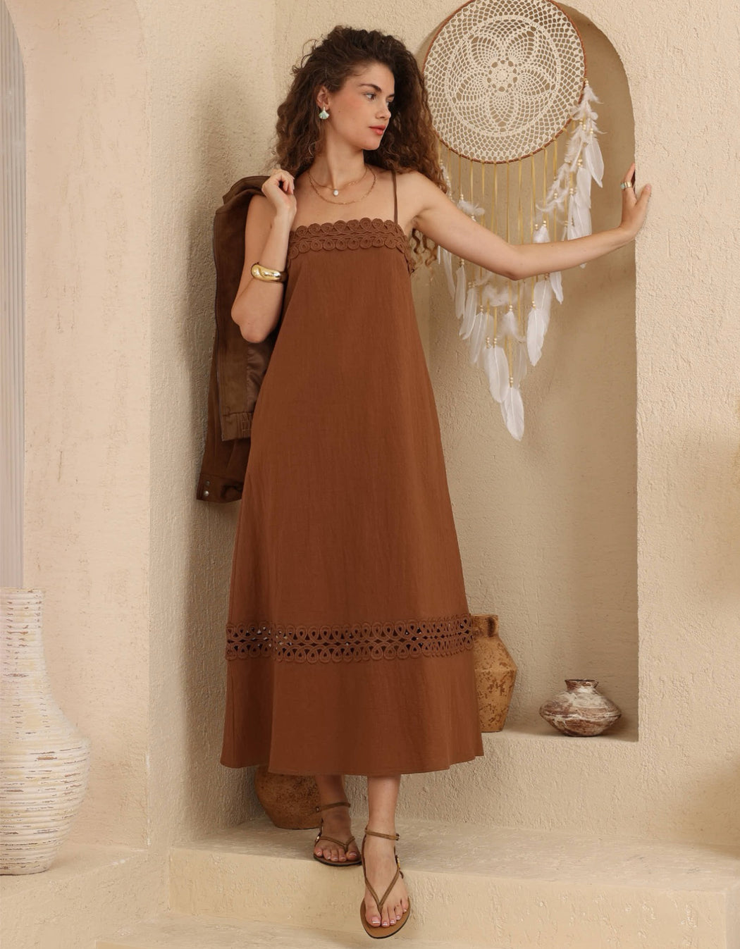 Tie back Midi Dress - Rust