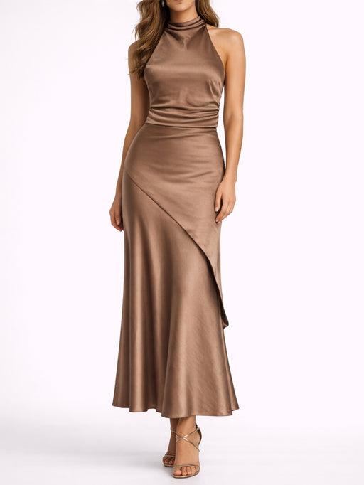 Satin two piece cocktail Set - Mocha