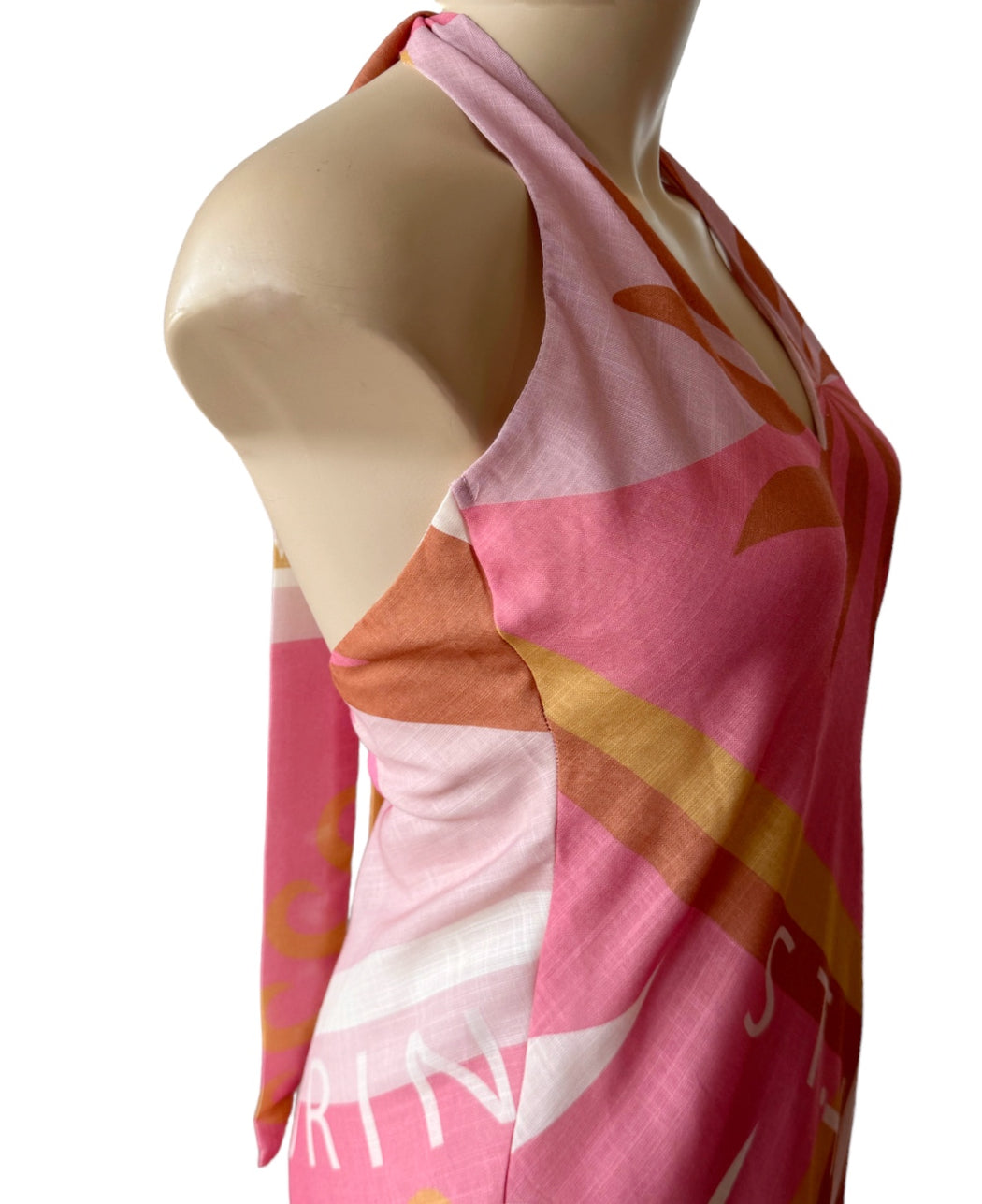 Costa Rica Halter Maxi Dress  - Pink Multi