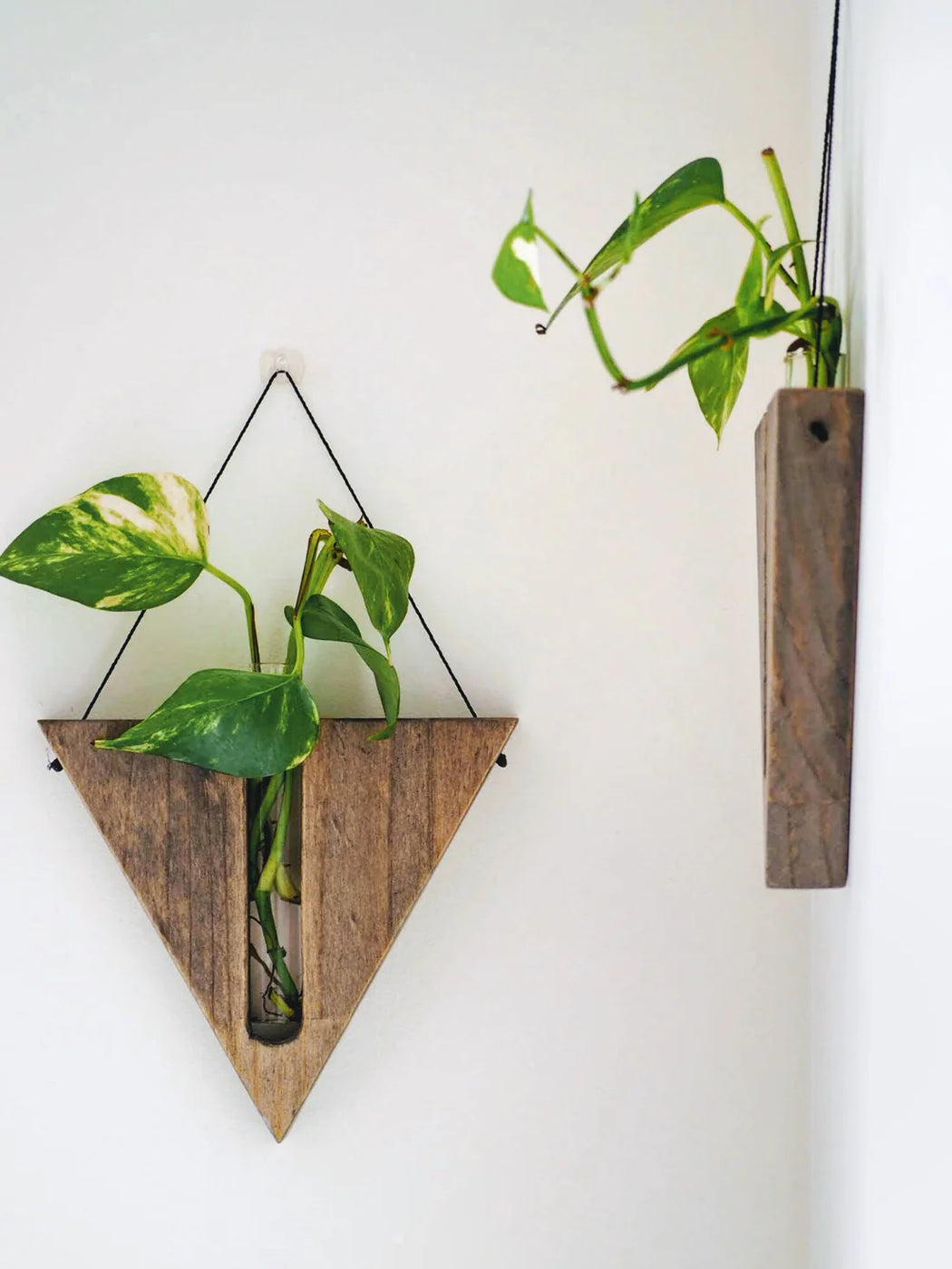 Timber wall hanger - Triangle, Grey Wash