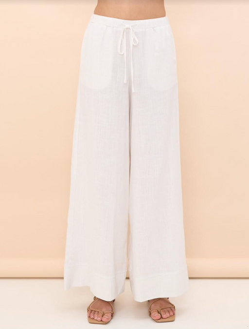 Straight Leg Linen Pants - White