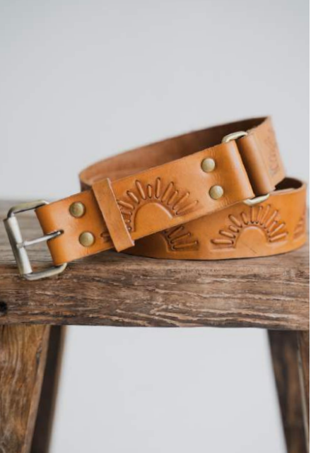 Hobo and Hatch Genuine Leather Belt - Rising Sun - Tan